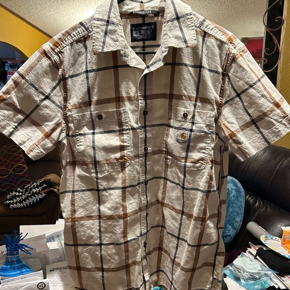 CARHARTT RUGGED FLEX RELAXED FIT BUTTON DOWN MEN’S SHORT SLEEVE SHIRT